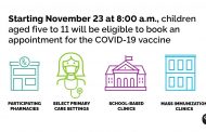 On November 23, children 5 to 11 eligible to book vaccine appointment