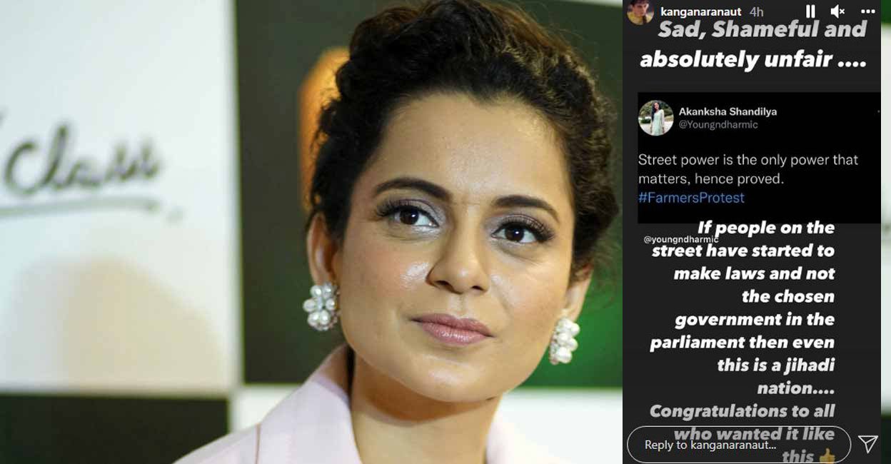 Kangana Ranaut angry over decision to repeal agriculture law, calls India ‘jihadi country’