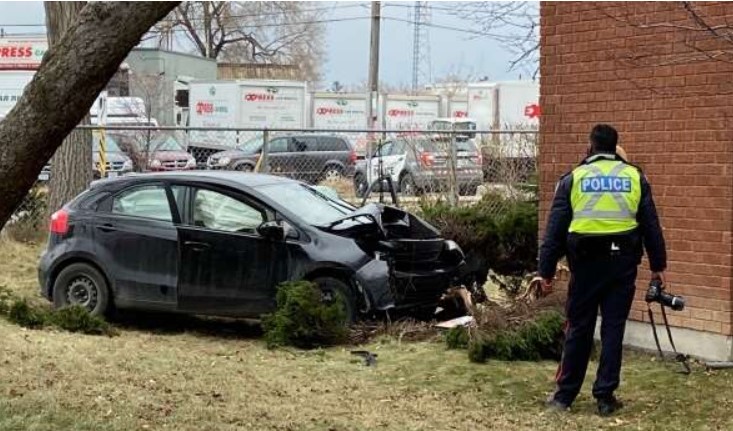 After a car crashes into a church in North York, one man seriously injured