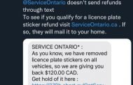 Police warn text message proposing refund for Ontario licence plate sticker is a scam