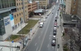 A part of University Avenue in Toronto closed off by police ahead of expected convoy protests