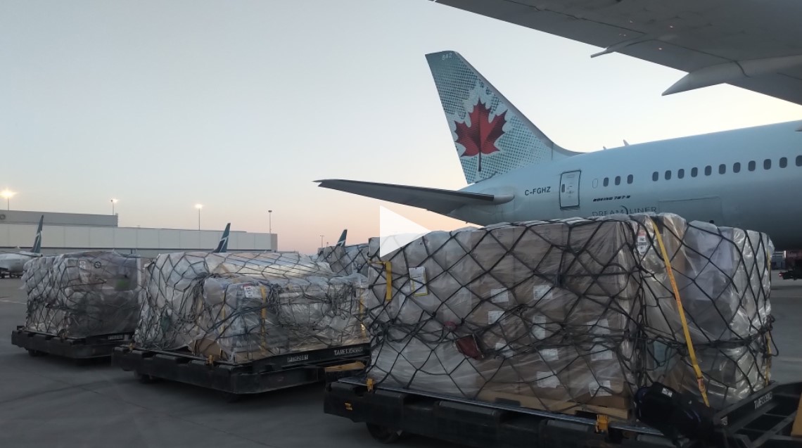 A humanitarian flight carrying medical supplies for Ukraine on its way to Poland