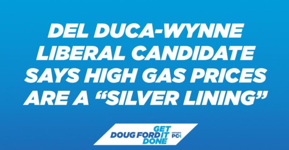 Del Duca-Wynne Liberal Candidate Says High Gas Prices Are a 