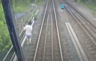 A video released by Metrolinx shows a GO train nearly hitting three people in Etobicoke