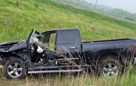 Man dies after pick-up truck falls into ditch on highway