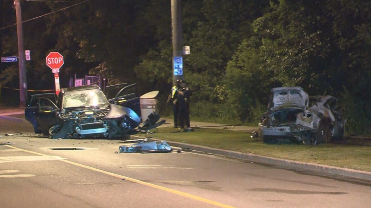 Three people are hospitalised in Scarborough after a serious two-vehicle crash