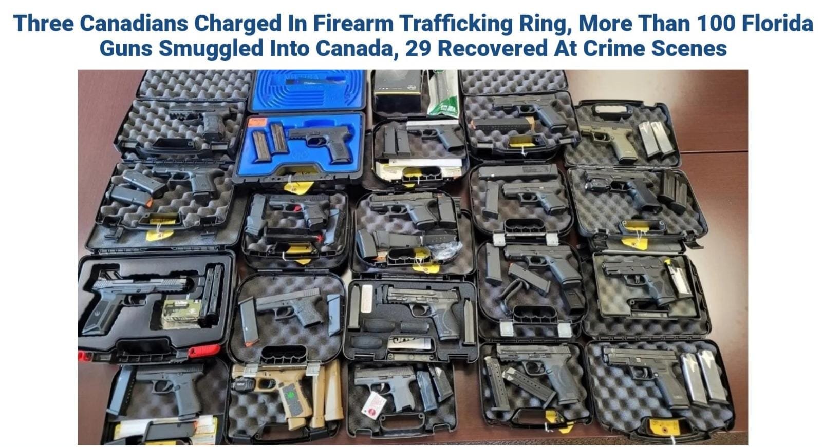 Firearm Trafficking ਰਿੰਗ ਫੜੀ: 3 ਕਨੇਡੀਅਨ ਗ੍ਰਿਫ਼ਤਾਰ, 100 ਤੋਂ ਵੱਧ ਫਲੋਰੀਡਾ ਗਨਾਂ ਦੀ ਤਸਕਰੀ ਬੇਨਕਾਬ |